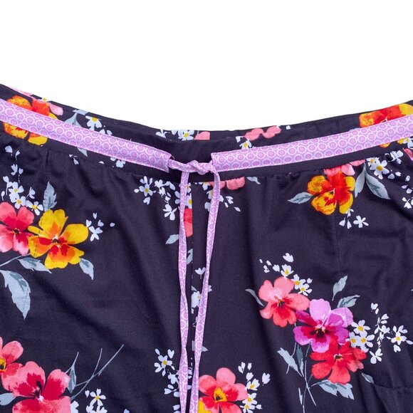 Cuddl Duds Floral Capri Pajama Pants Soft Cottagecore Pockets Loungewear Sz XL - Picture 2 of 11